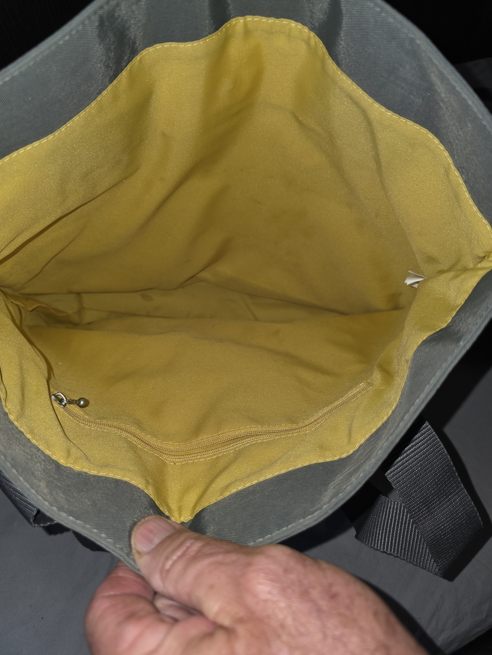 Baggallini Gray Canvas Crossbody with Yellow Interior